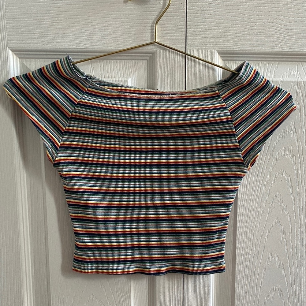 Brandy Melville Colorful Striped Crop Top